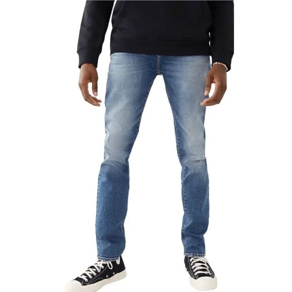 TRUE RELIGION Rocco Skinny Jeans in Beach Scape Medium Wash Size 31 Tall NWT - Picture 1 of 6
